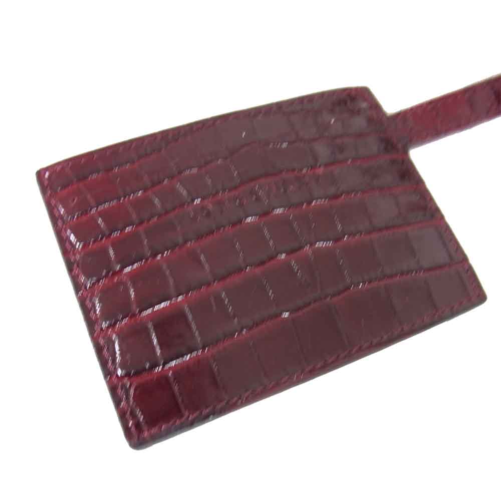 ロンシャン ROSEAU ロゾ クロコ型押し レザー 2WAY ミニ ショルダー ハンド バッグ  エンジ系【極上美品】【中古】