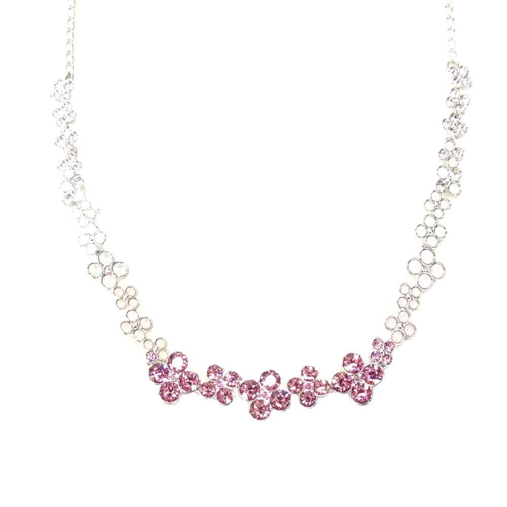 スワロフスキー フラワー ネックレス シルバー系【美品】【中古】