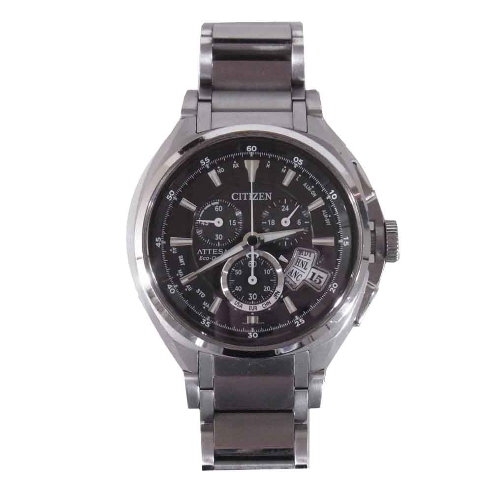 CITIZEN シチズン H610-T015581 ATTESA アテッサ エコドライブ ソーラー電波 時計 シルバー系【中古】