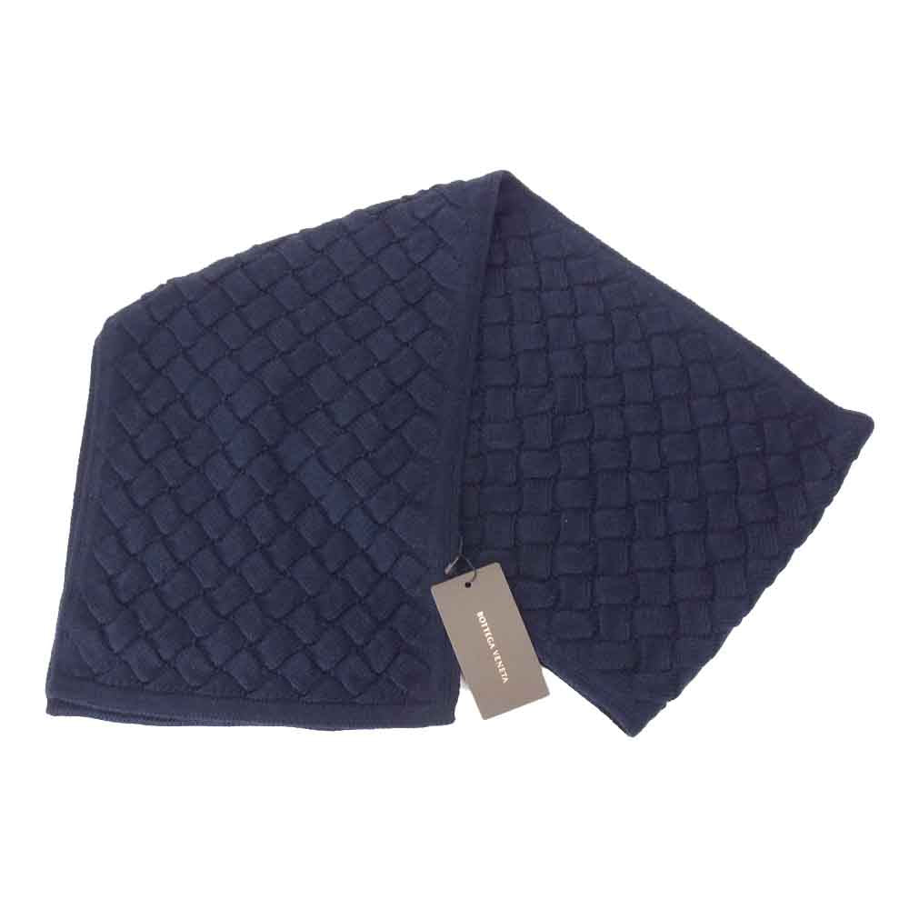 BOTTEGAVENETA ボッテガヴェネタ TRICOT 100％ ウール マフラー ネイビー系【極上美品】【中古】