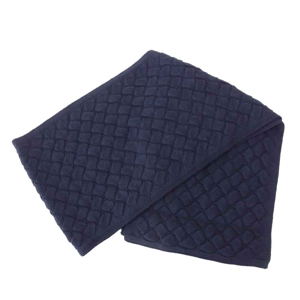 BOTTEGAVENETA ボッテガヴェネタ TRICOT 100％ ウール マフラー ネイビー系【極上美品】【中古】