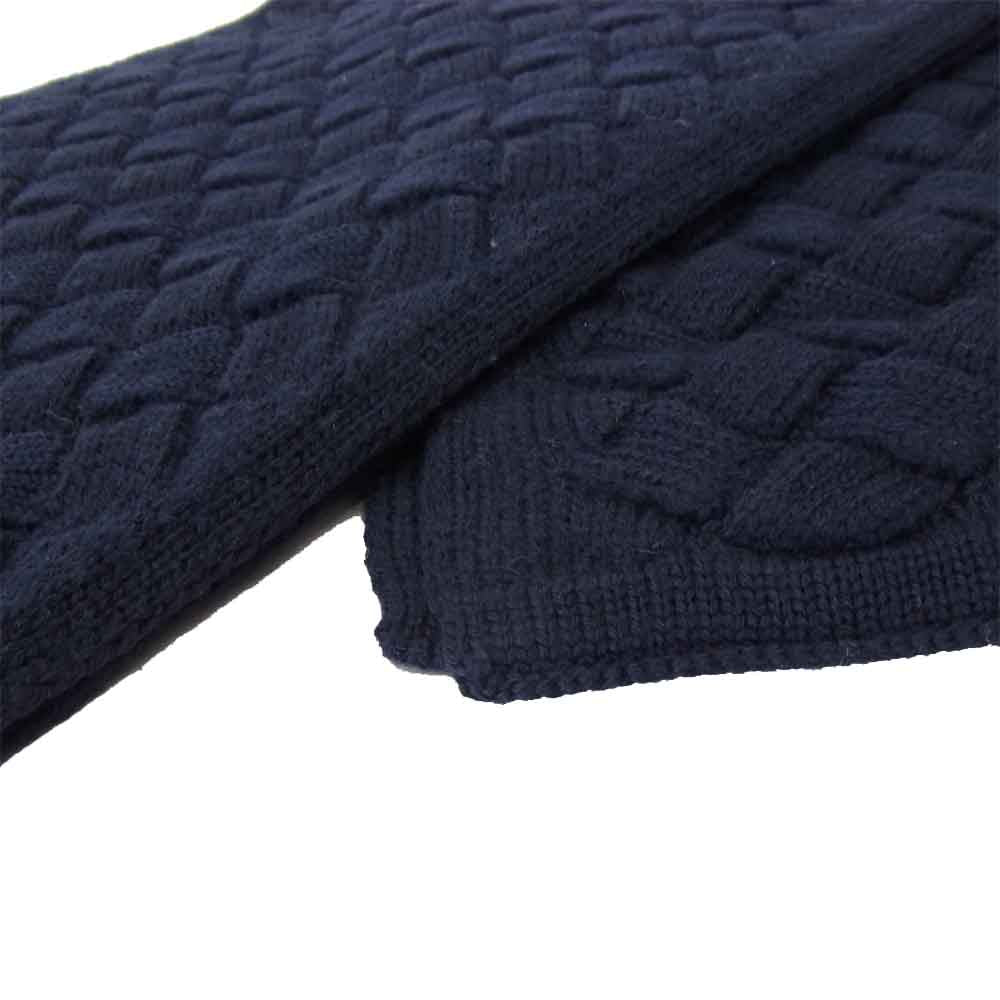BOTTEGAVENETA ボッテガヴェネタ TRICOT 100％ ウール マフラー ネイビー系【極上美品】【中古】