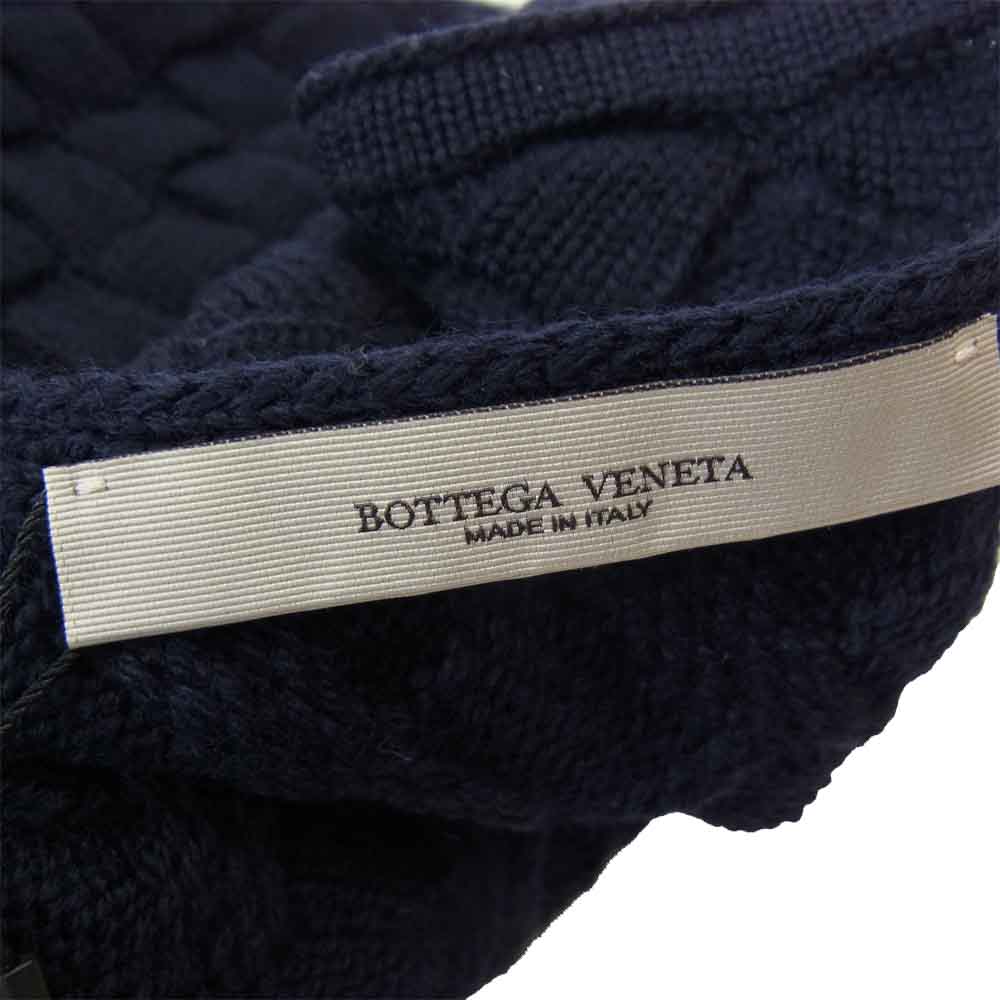 BOTTEGAVENETA ボッテガヴェネタ TRICOT 100％ ウール マフラー ネイビー系【極上美品】【中古】