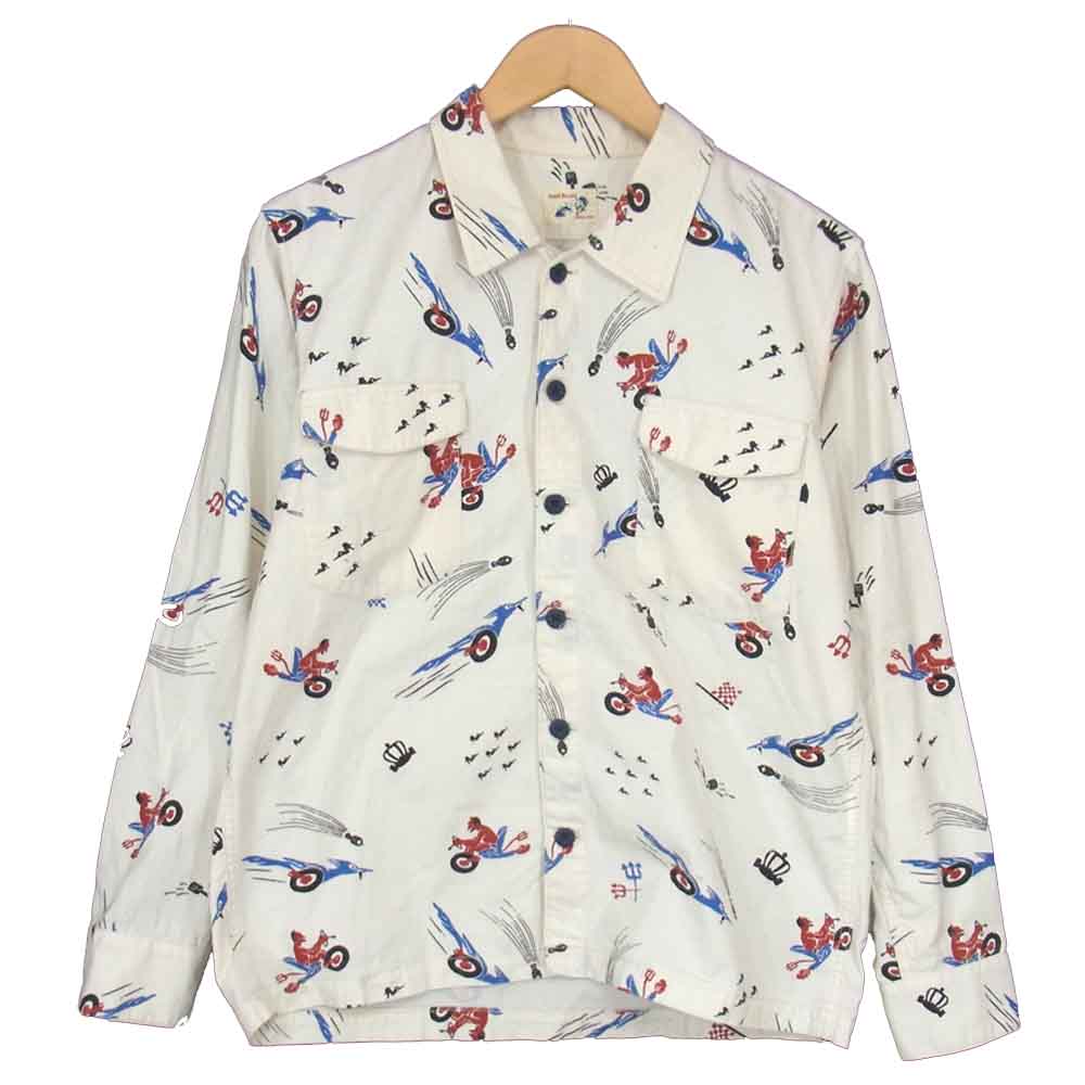 ストームベッカー PLAYING SOLDERS 総柄シャツ ホワイト系 M【中古】