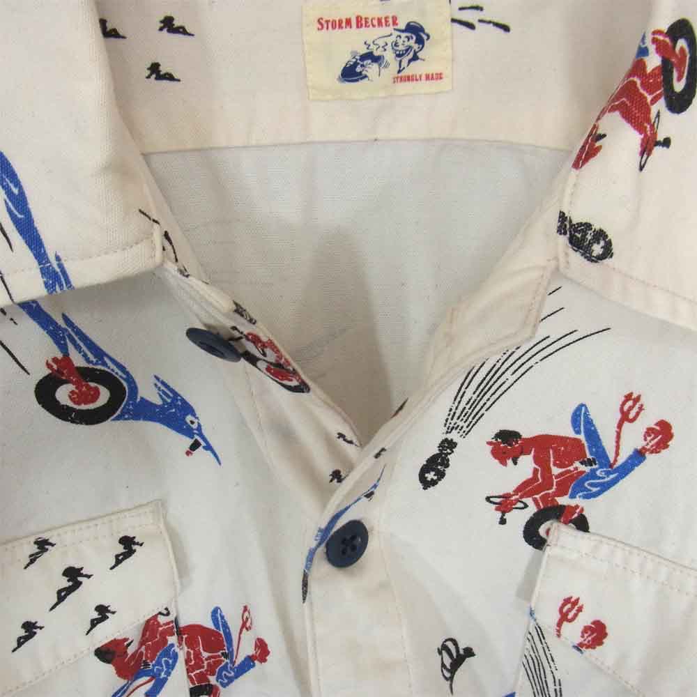 ストームベッカー PLAYING SOLDERS 総柄シャツ ホワイト系 M【中古】