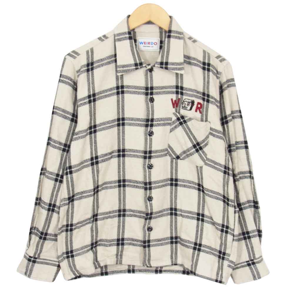 WEIRDO ウィアード R-ES ROBOT - L/S SHIRTS ヘリンボーン チェック シャツ オフホワイト系 M【中古】