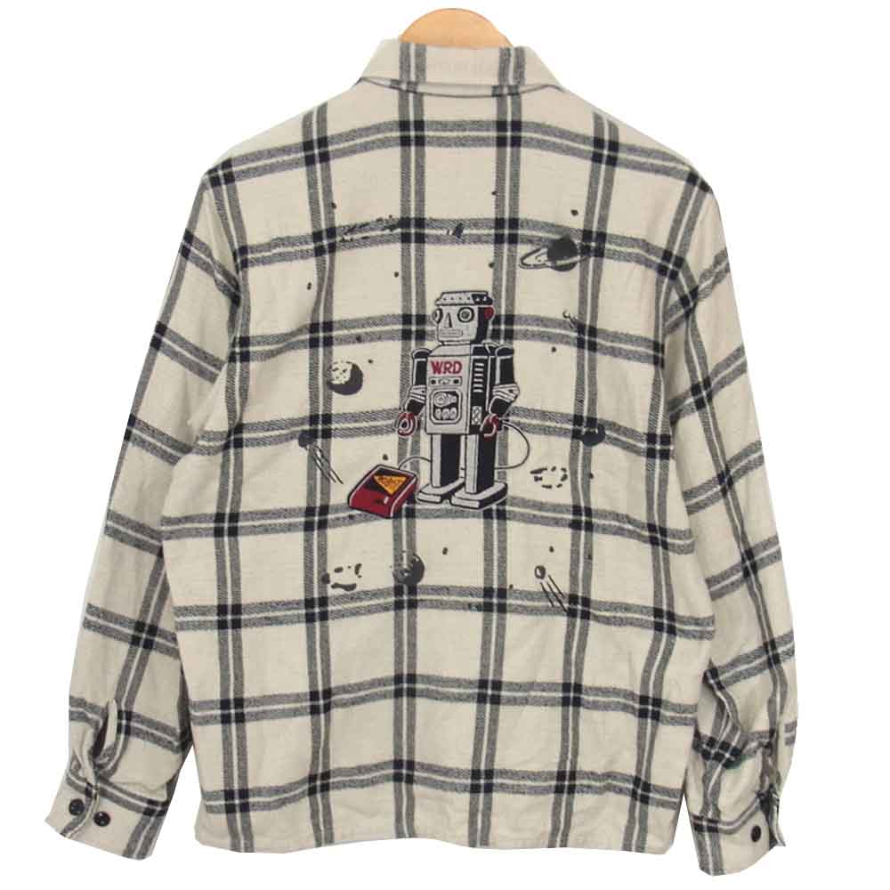 WEIRDO ウィアード R-ES ROBOT - L/S SHIRTS ヘリンボーン チェック シャツ オフホワイト系 M【中古】