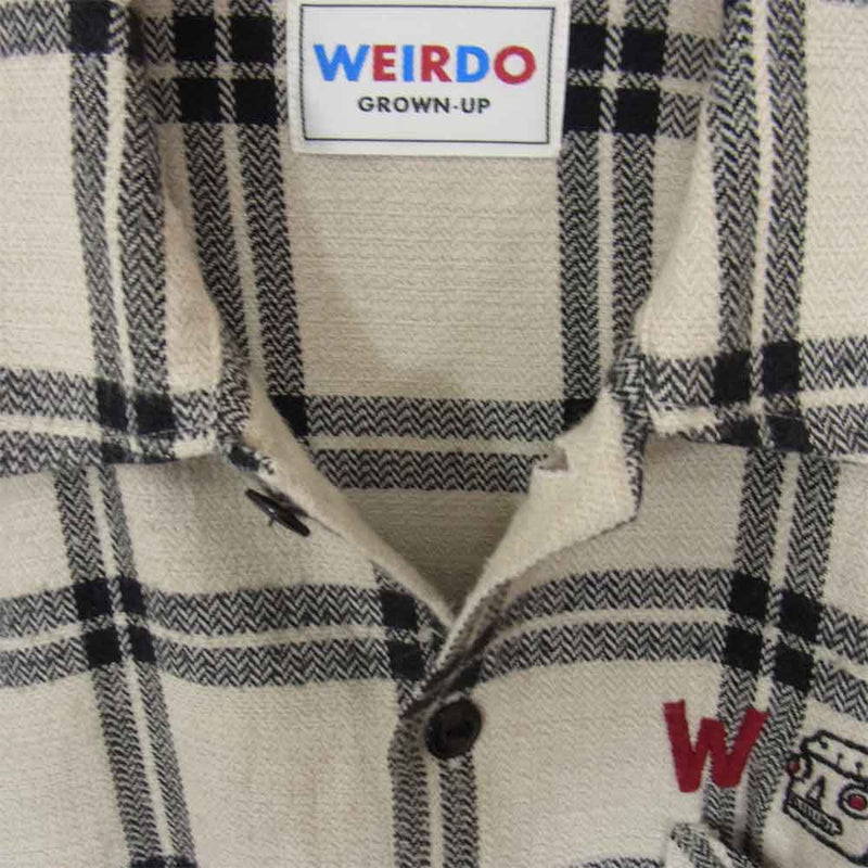 WEIRDO ウィアード R-ES ROBOT - L/S SHIRTS ヘリンボーン チェック シャツ オフホワイト系 M【中古】