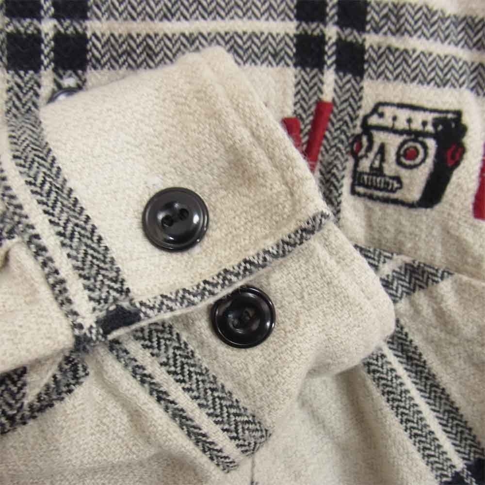 WEIRDO ウィアード R-ES ROBOT - L/S SHIRTS ヘリンボーン チェック シャツ オフホワイト系 M【中古】
