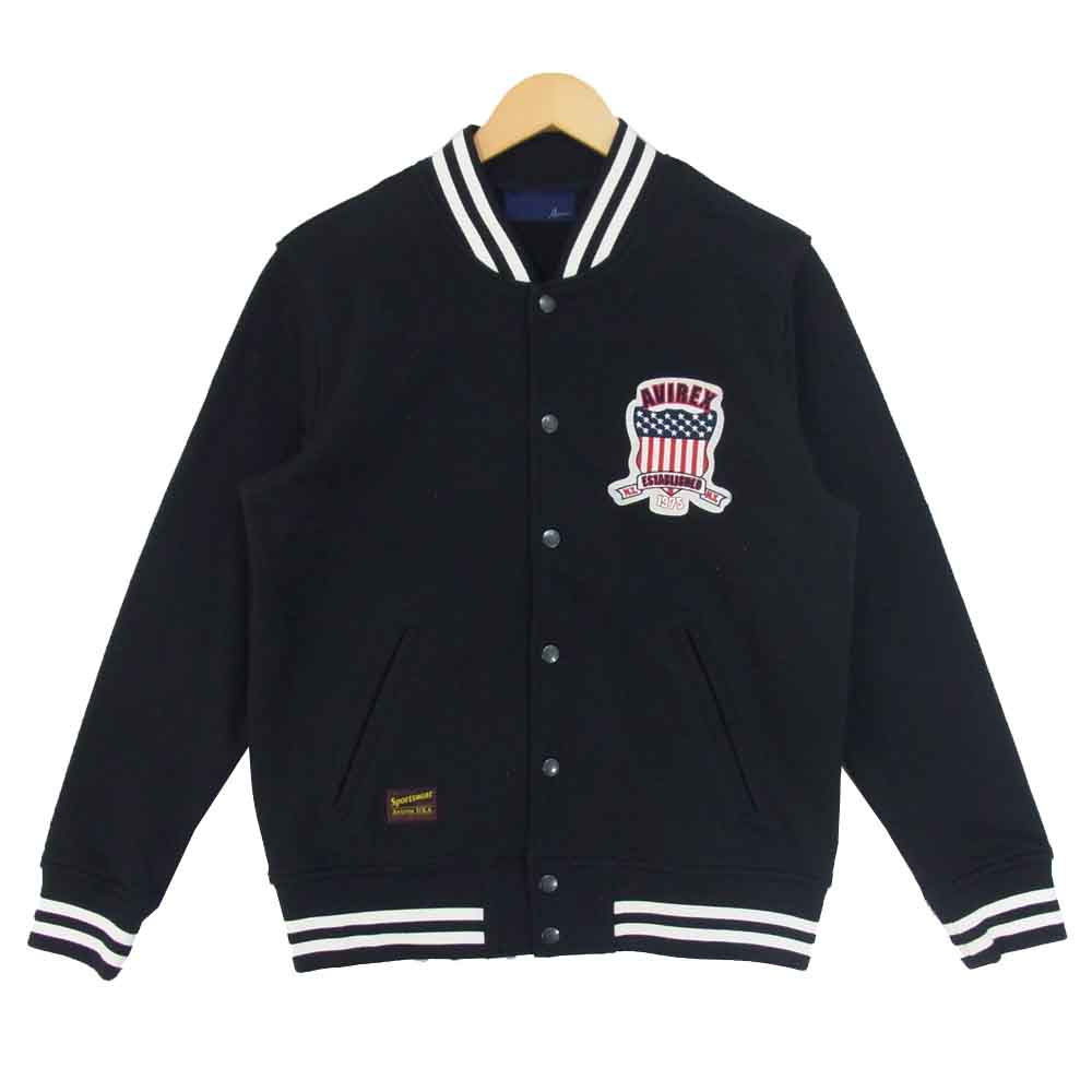 AVIREX アヴィレックス 6253228 シグネチャー ヴァーシティ スウェット ジャケット スタジャン レディース ブラック系 表記なし【中古】