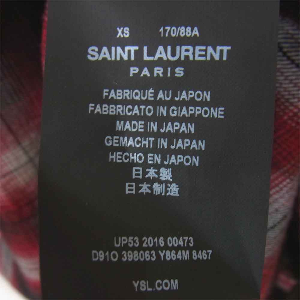 SAINT LAURENT サンローラン 16AW 398063 Y864M 国内正規品 オンブレチェック ウエスタン シャツ レッド系 XS【中古】