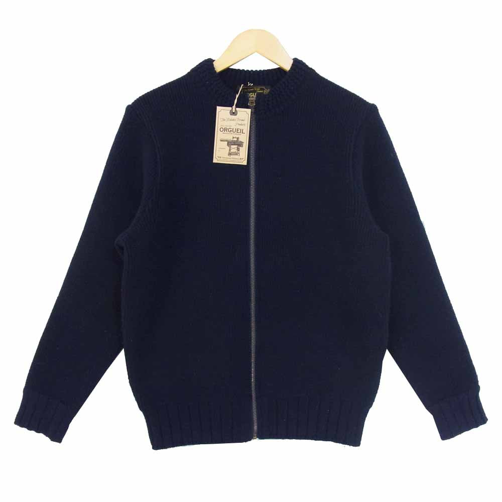ORGUEIL オルゲイユ OR-4173 Zip Up Knit ラムウール ジップアップ コマンドセーター カーディガン ネイビー系 38【中古】
