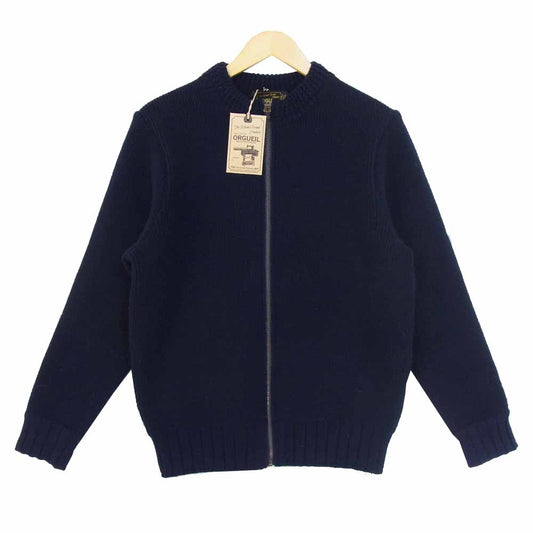 ORGUEIL オルゲイユ OR-4173 Zip Up Knit ラムウール ジップアップ コマンドセーター カーディガン ネイビー系 38【中古】