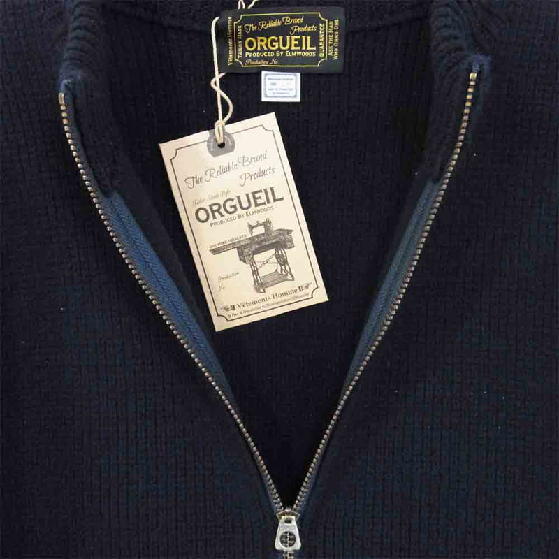 ORGUEIL オルゲイユ OR-4173 Zip Up Knit ラムウール ジップアップ コマンドセーター カーディガン ネイビー系 38【中古】