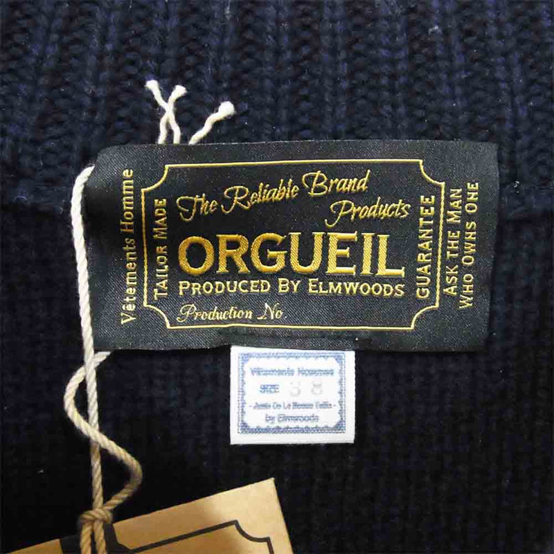 ORGUEIL オルゲイユ OR-4173 Zip Up Knit ラムウール ジップアップ コマンドセーター カーディガン ネイビー系 38【中古】