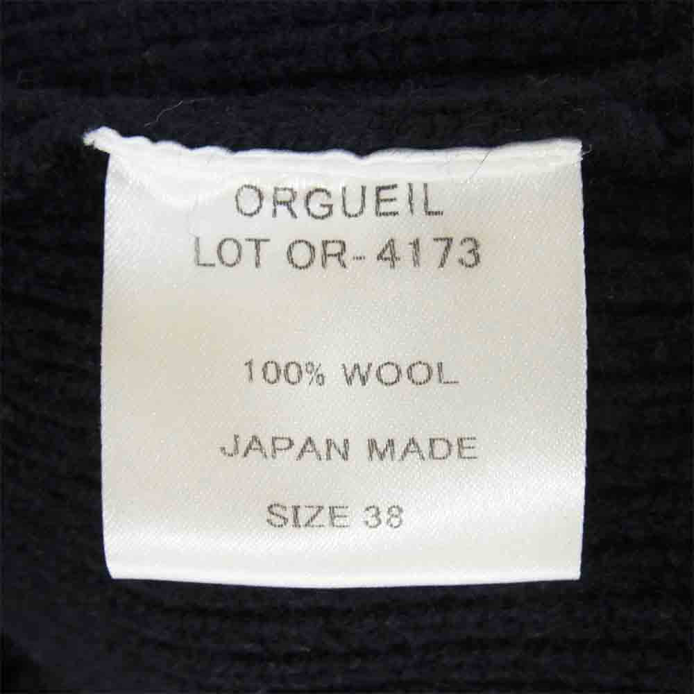 ORGUEIL オルゲイユ OR-4173 Zip Up Knit ラムウール ジップアップ コマンドセーター カーディガン ネイビー系 38【中古】