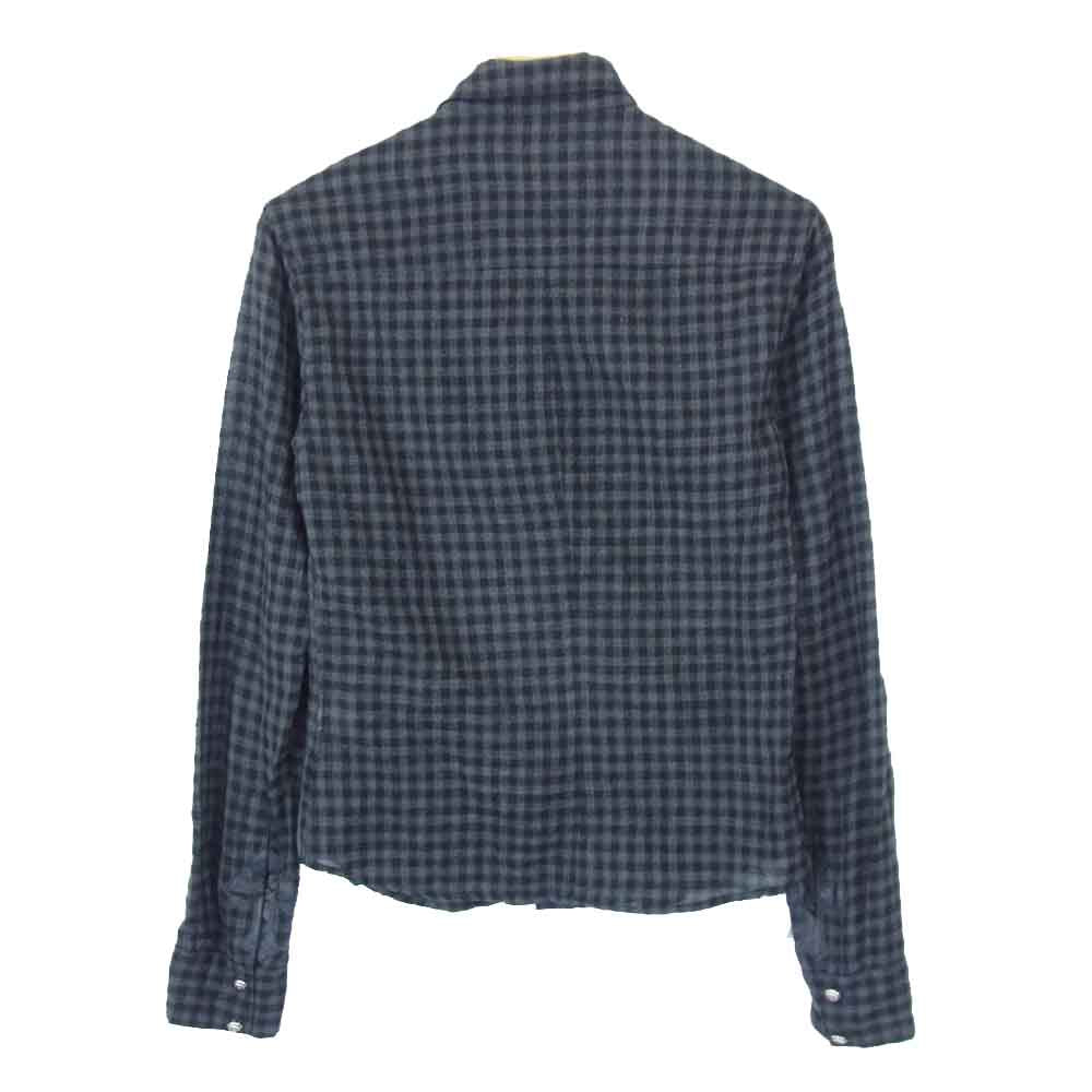 CHROME HEARTS クロムハーツ（原本無） フローラルクロス ボタン ウエスタン ガーゼ チェック 長袖シャツ ブラック系 チャコール系 SM【中古】