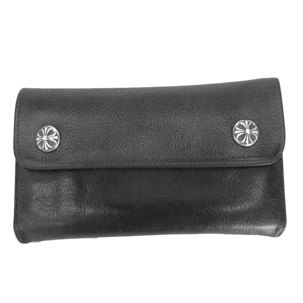 CHROME HEARTS クロムハーツ（原本無） 【難有】WAVE WALLET クロス ボール ウェーブ ウォレット ブラック系【中古】