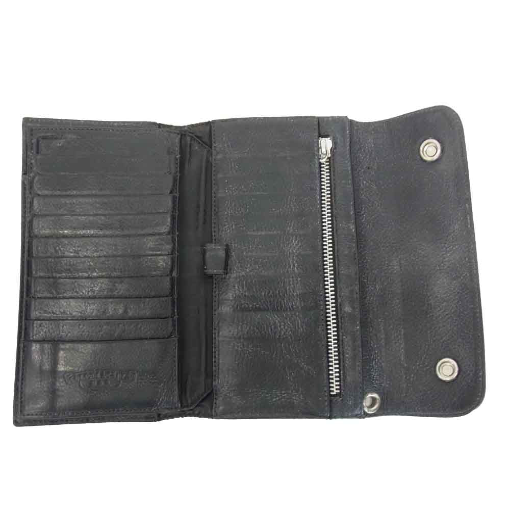 CHROME HEARTS クロムハーツ（原本無） 【難有】WAVE WALLET クロス ボール ウェーブ ウォレット ブラック系【中古】
