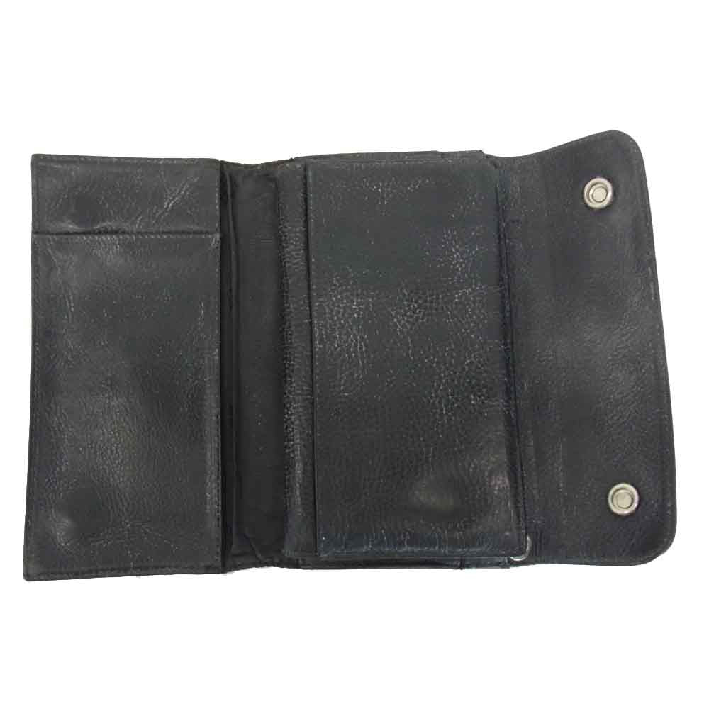 CHROME HEARTS クロムハーツ（原本無） 【難有】WAVE WALLET クロス ボール ウェーブ ウォレット ブラック系【中古】