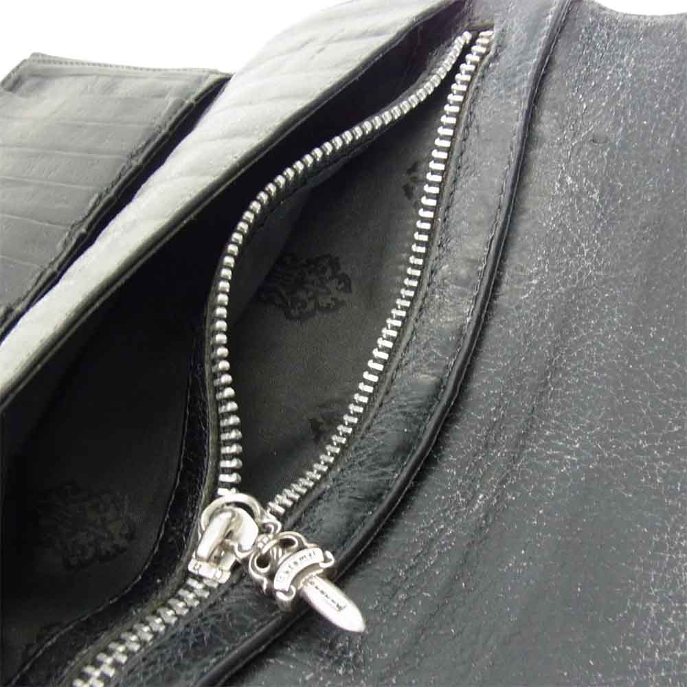 CHROME HEARTS クロムハーツ（原本無） 【難有】WAVE WALLET クロス ボール ウェーブ ウォレット ブラック系【中古】
