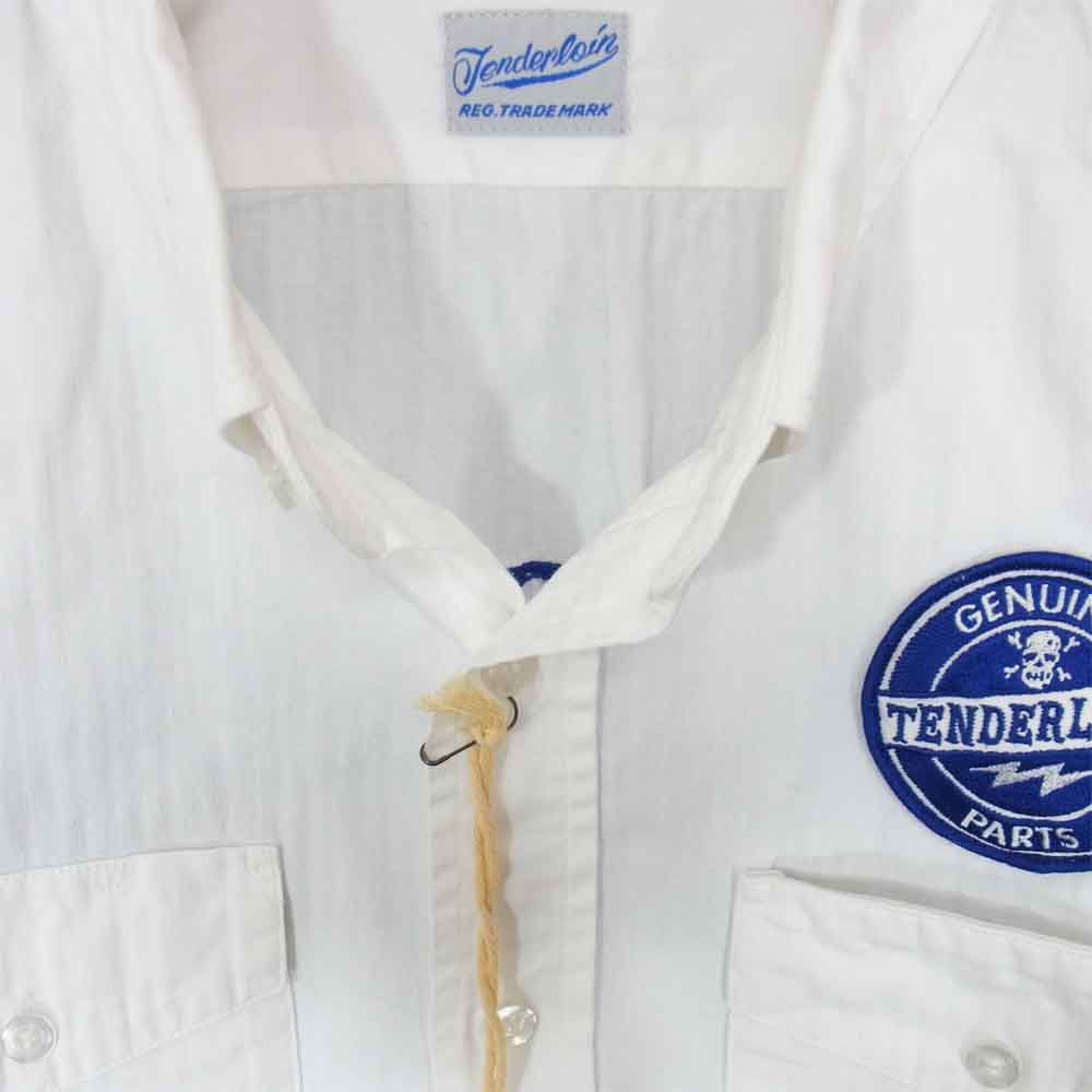 TENDERLOIN テンダーロイン T-OEM SHT BD S/S ワークシャツ ヘリンボーン ホワイト系 XS【中古】