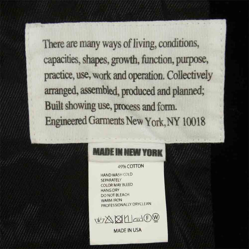 Engineered Garments エンジニアードガーメンツ Chelsea Jacket ベロア チェルシー ジャケット ブラック系 S【中古】