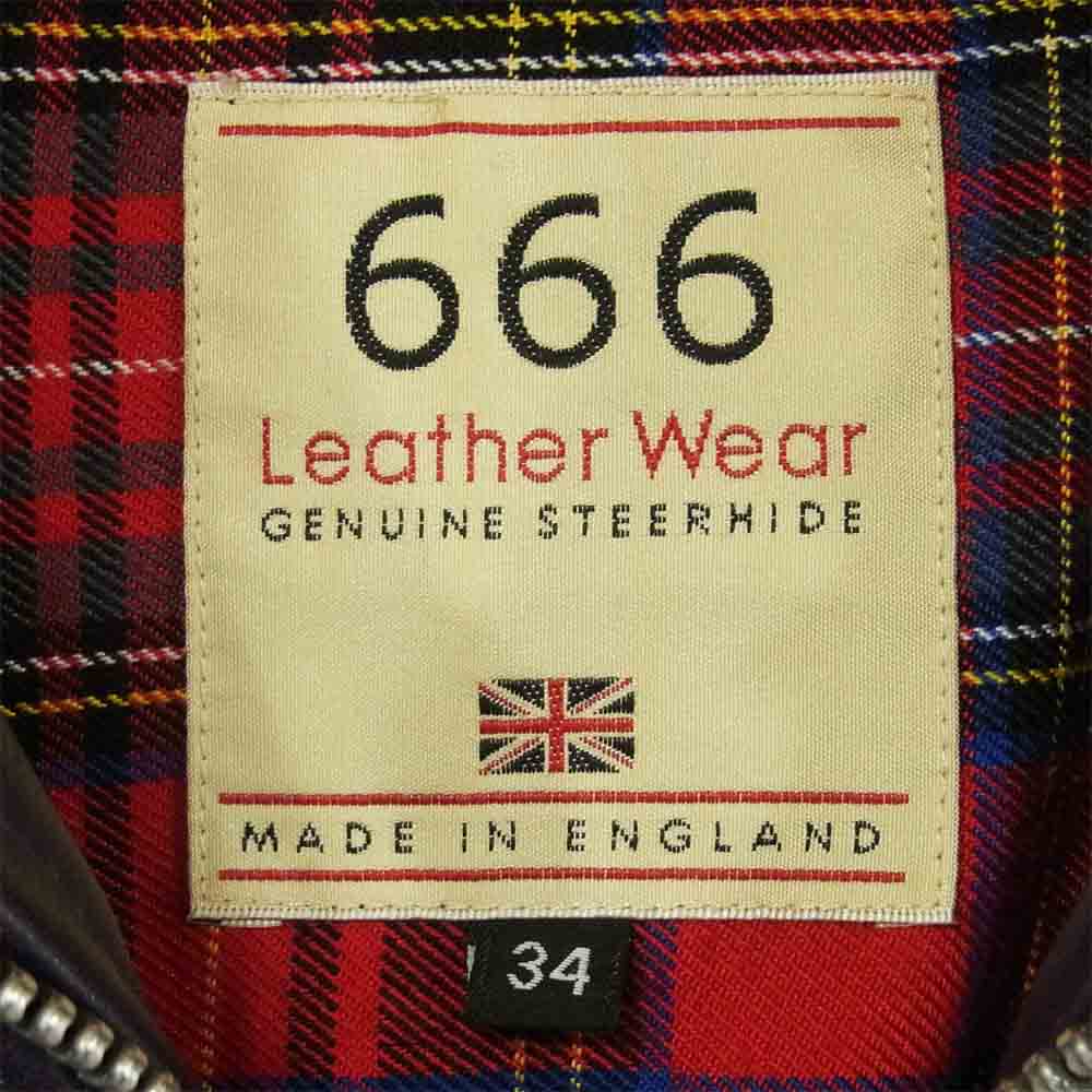 トリプルシックス スタッズ シングル ライダース ジャケット レザー イギリス製 パープル系 34【中古】