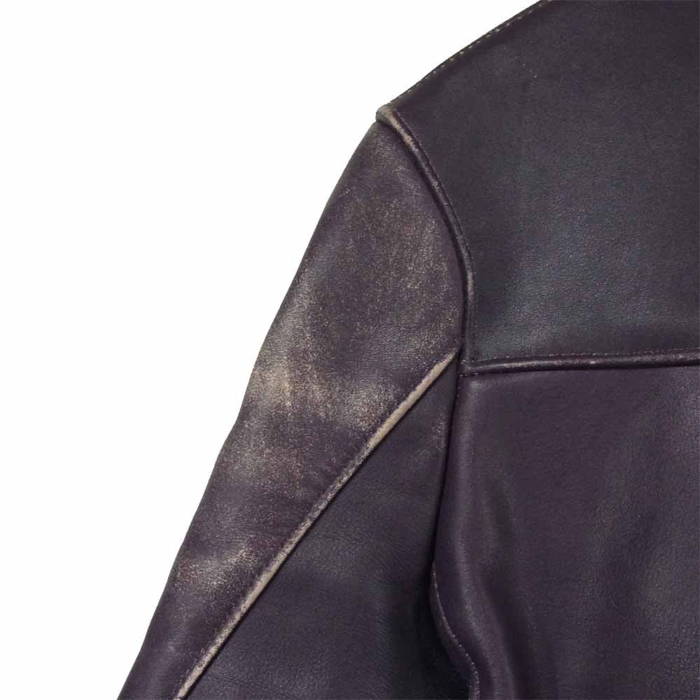 トリプルシックス スタッズ シングル ライダース ジャケット レザー イギリス製 パープル系 34【中古】