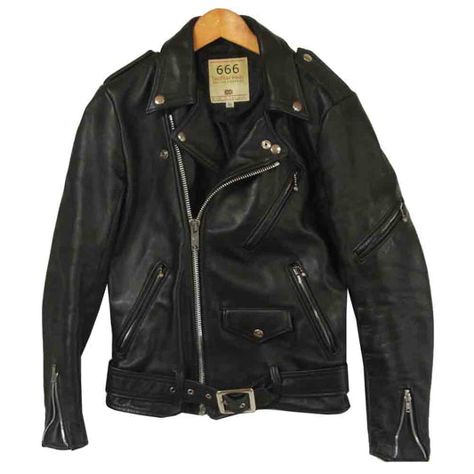 トリプルシックス ダブル ライダース ジャケット レザー イギリス製 ブラック系 32【中古】