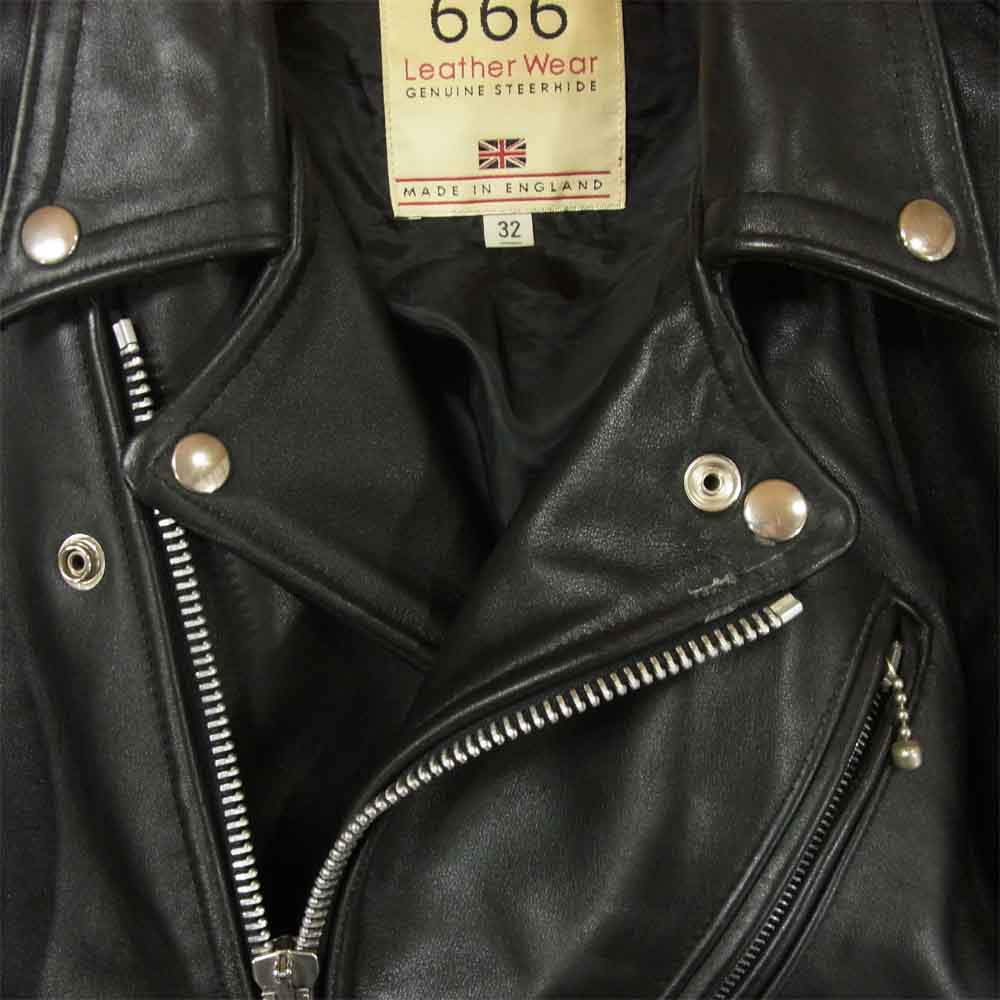 トリプルシックス ダブル ライダース ジャケット レザー イギリス製 ブラック系 32【中古】