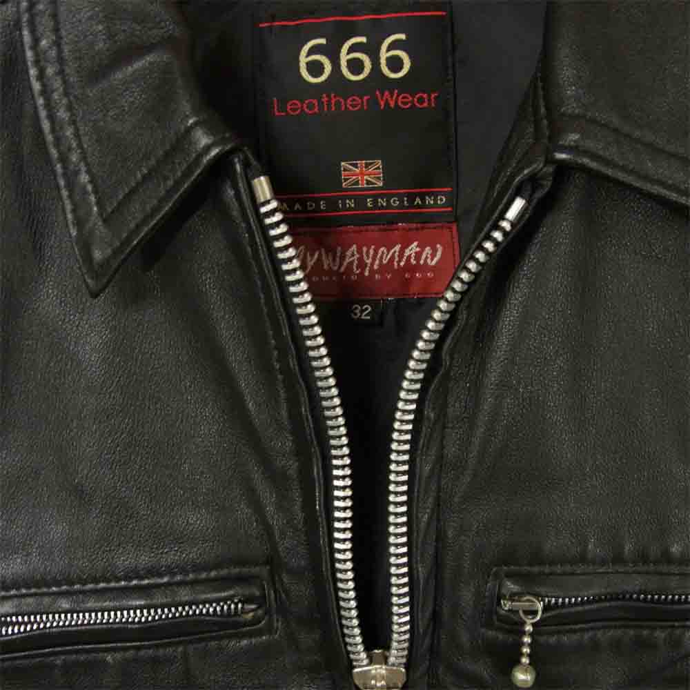 トリプルシックス シングル ライダース ジャケット マイウェイマン シドジャン レザー ブラック系 32【中古】