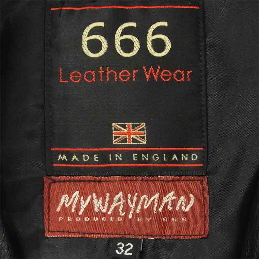 トリプルシックス シングル ライダース ジャケット マイウェイマン シドジャン レザー ブラック系 32【中古】