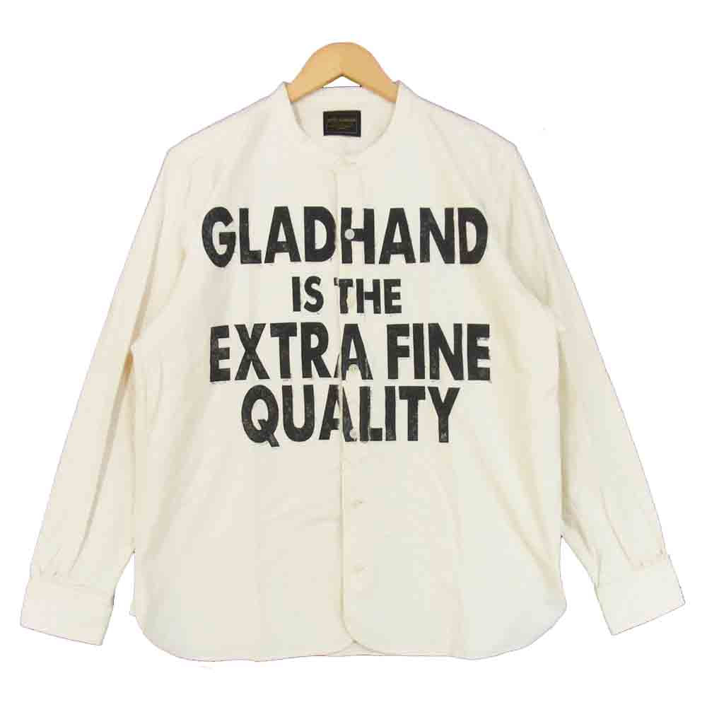 BY GLADHAND バイグラッドハンド BYGH-19-AW-22 HABERDASHER L/S SHIRTS コットン ノーカラー シャツ オフホワイト系 XL【中古】