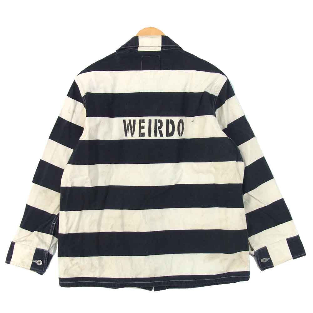 WEIRDO ウィアード WRD-15-SS-01 JAIL COVERALL ジェイル カバーオール ボーダー ジャケット 白×黒系 XL【中古】