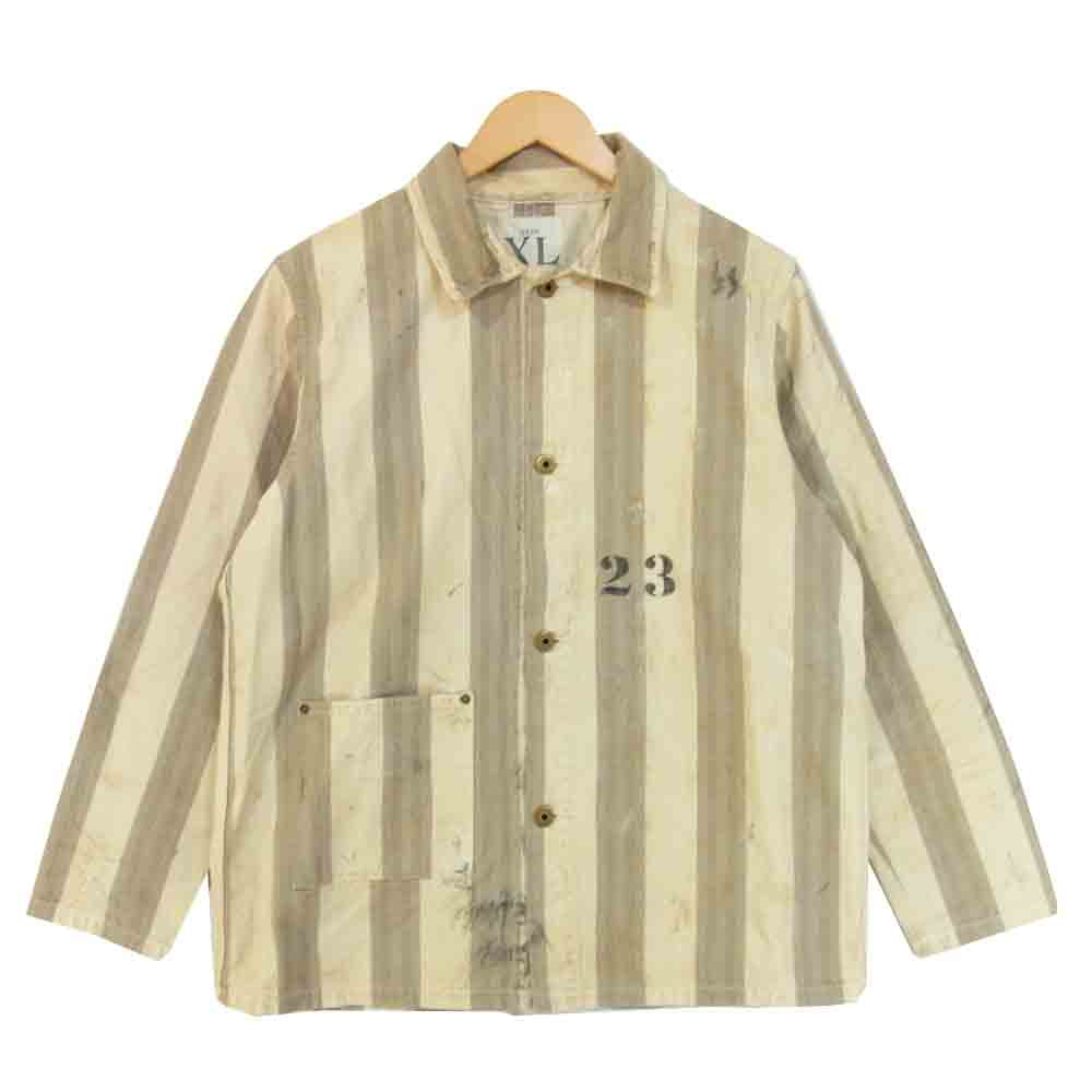 WEIRDO ウィアード WRD-18-AW-11 PADLOCKER JACKET ユーズド加工 ストライプ パド ロッカー ジャケット オフホワイト×グレー系 XL【中古】