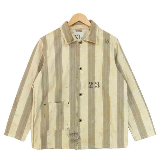 WEIRDO ウィアード WRD-18-AW-11 PADLOCKER JACKET ユーズド加工 ストライプ パド ロッカー ジャケット オフホワイト×グレー系 XL【中古】