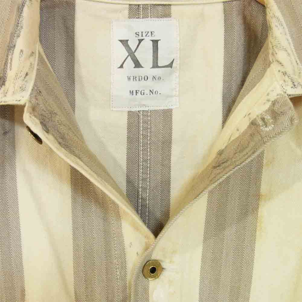 WEIRDO ウィアード WRD-18-AW-11 PADLOCKER JACKET ユーズド加工 ストライプ パド ロッカー ジャケット オフホワイト×グレー系 XL【中古】