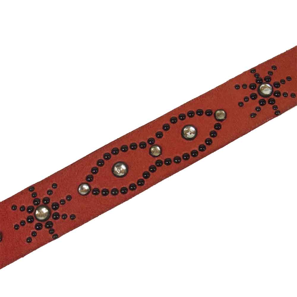 HTC エイチティーシー FLOWER STUDS BELT フラワー スタッズ レザーベルト レッド系【中古】