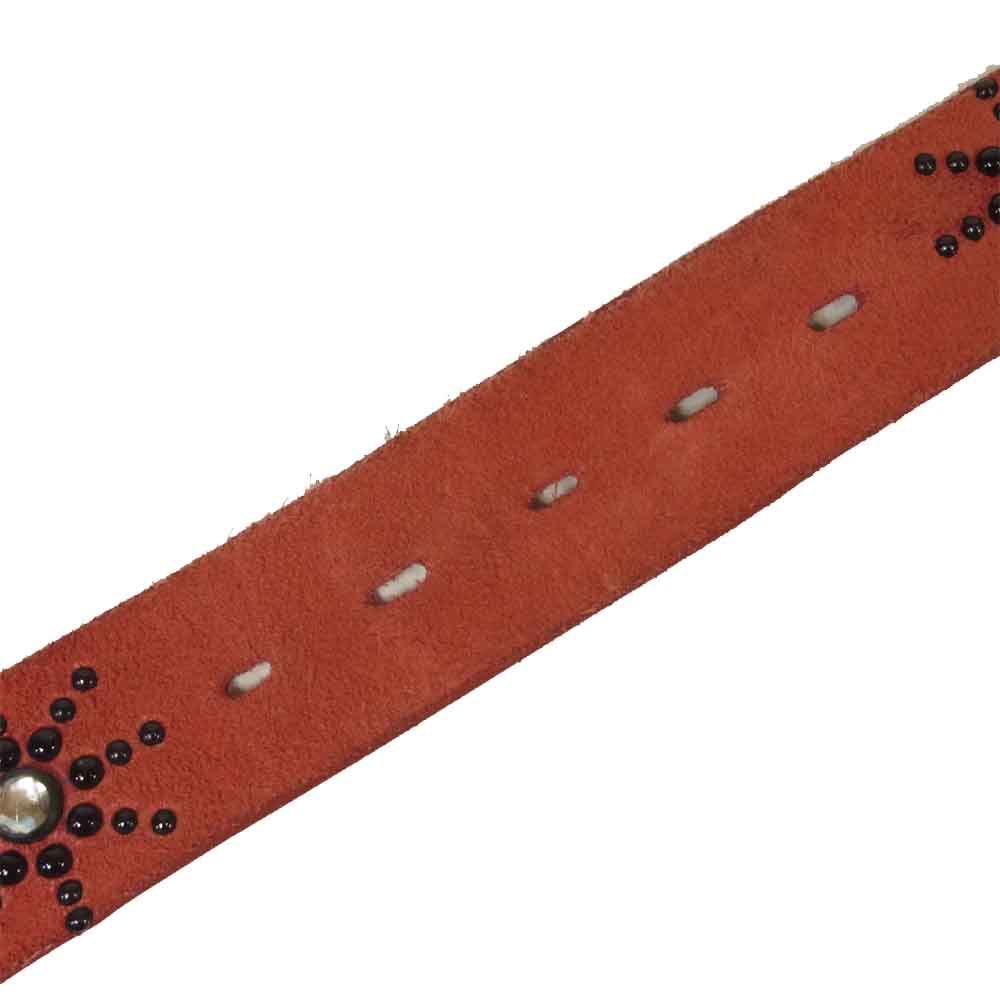 HTC エイチティーシー FLOWER STUDS BELT フラワー スタッズ レザーベルト レッド系【中古】