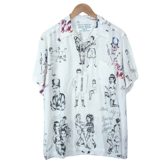 WACKO MARIA ワコマリア B×R-WM-WMS-HI01 BORNXRAISED HAWAIIAN SHIRT ホワイト系 L【極上美品】【中古】