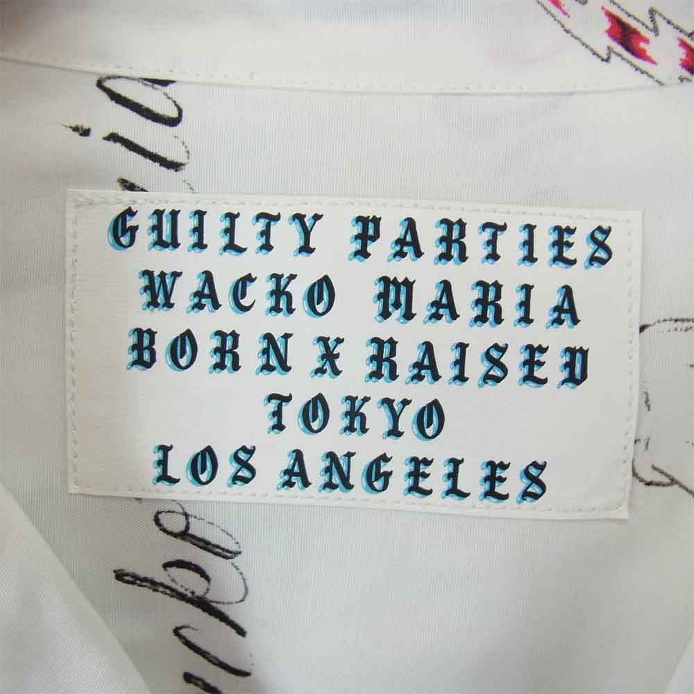 WACKO MARIA ワコマリア B×R-WM-WMS-HI01 BORNXRAISED HAWAIIAN SHIRT ホワイト系 L【極上美品】【中古】