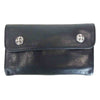 CHROME HEARTS クロムハーツ（原本無） WAVE ウェーブ クロスボール ボタン レザー ウォレット ブラック系【中古】