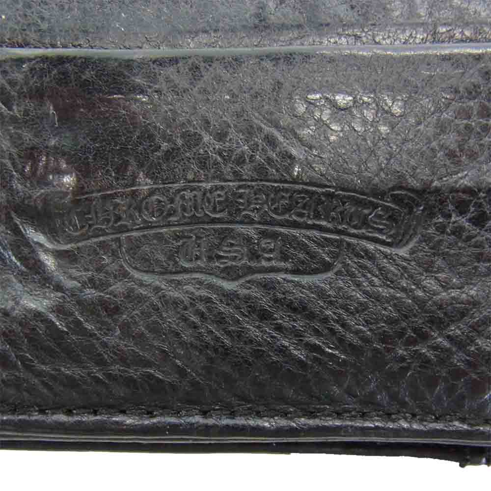 CHROME HEARTS クロムハーツ（原本無） WAVE ウェーブ クロスボール ボタン レザー ウォレット ブラック系【中古】