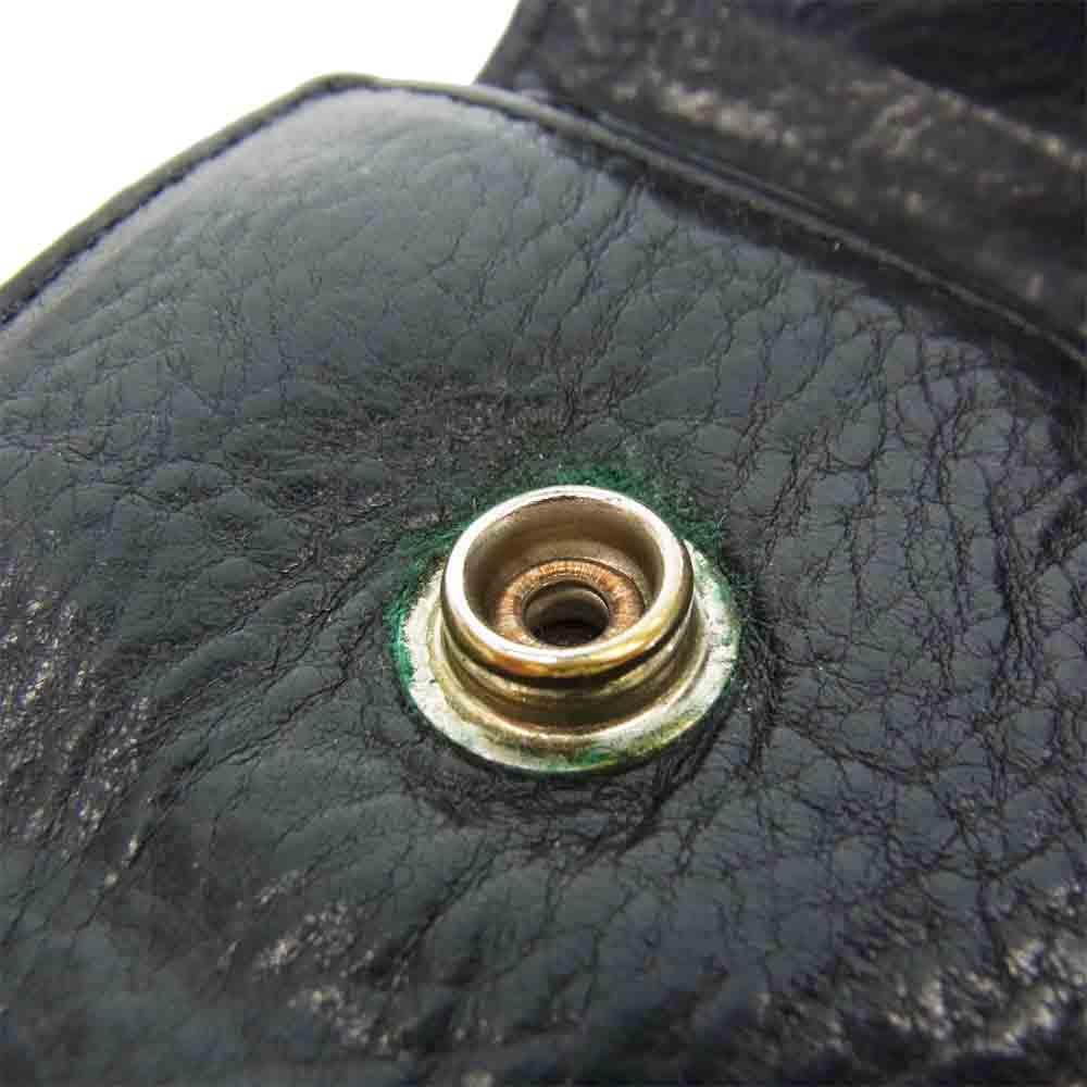 CHROME HEARTS クロムハーツ（原本無） WAVE ウェーブ クロスボール ボタン レザー ウォレット ブラック系【中古】