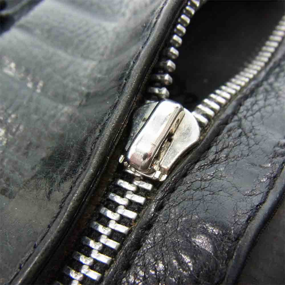 CHROME HEARTS クロムハーツ（原本無） WAVE ウェーブ クロスボール ボタン レザー ウォレット ブラック系【中古】