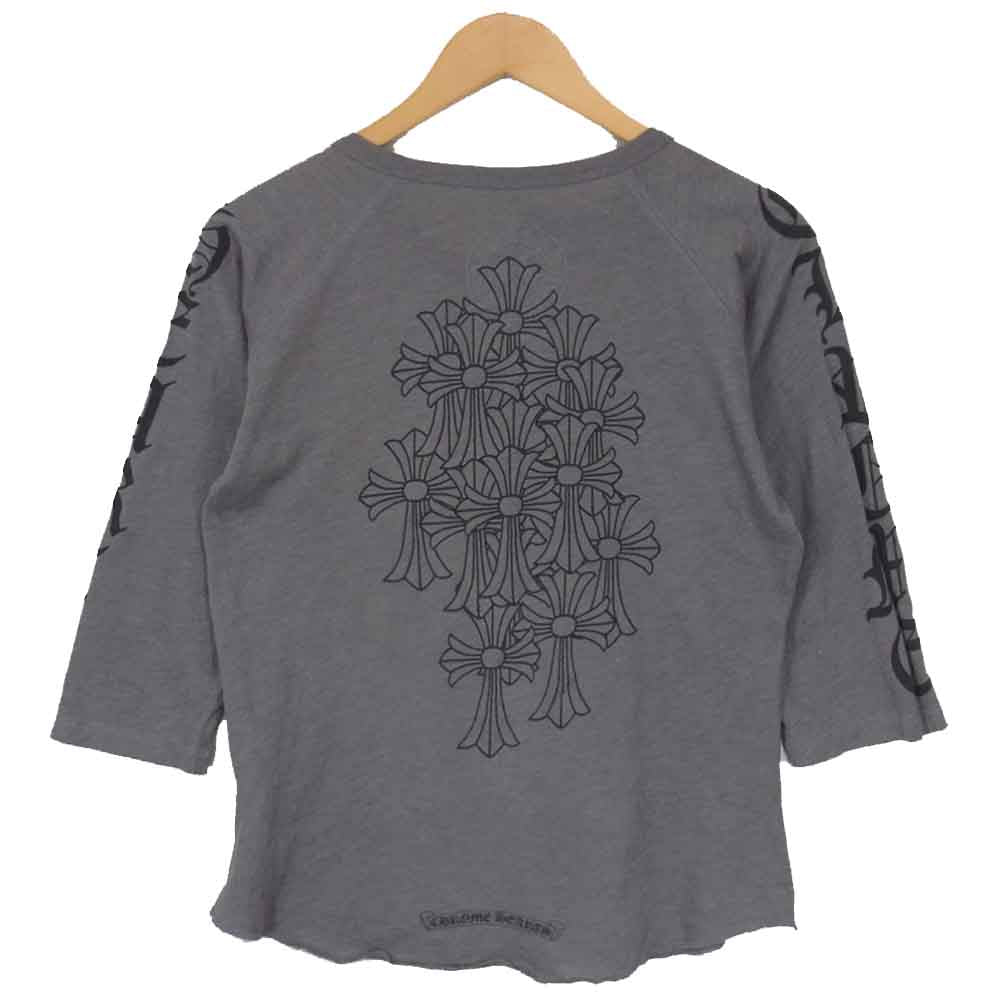 CHROME HEARTS クロムハーツ（原本無） ロゴ セメタリー バックプリント ヘンリーネック 七分丈 カットソー グレー系【中古】