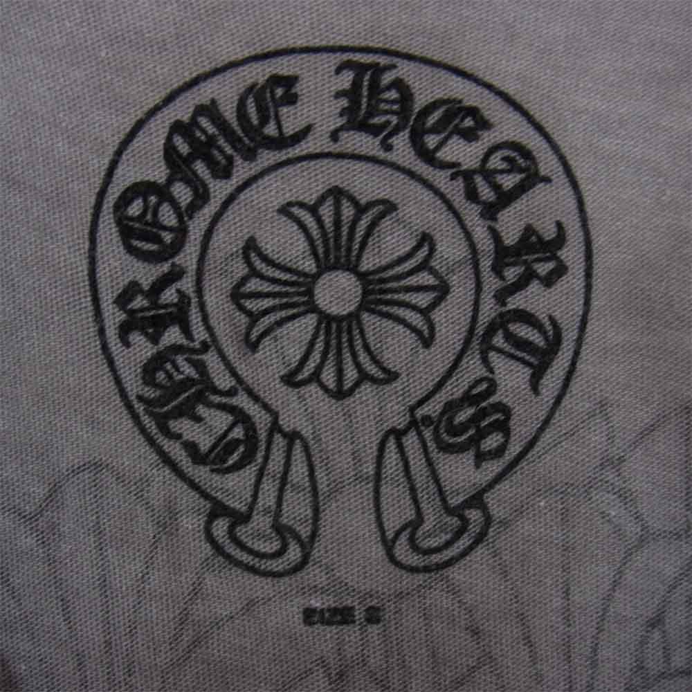 CHROME HEARTS クロムハーツ（原本無） ロゴ セメタリー バックプリント ヘンリーネック 七分丈 カットソー グレー系【中古】