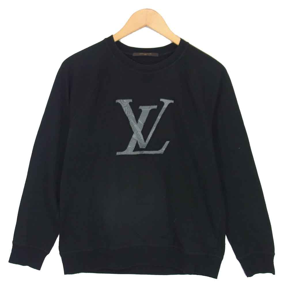 LOUIS VUITTON ルイ・ヴィトン RM082M MNJR06JCZ ロゴ ワッペン 刺繍 クルーネック スウェット ブラック系 S【中古】