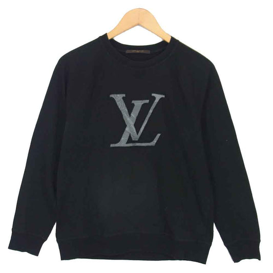LOUIS VUITTON ルイ・ヴィトン RM082M MNJR06JCZ ロゴ ワッペン 刺繍 クルーネック スウェット ブラック系 S【中古】